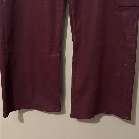 NWT- Hudson Rosie Cargo Wide Leg Faux Leather pants, Coated Bordeaux, size 33 - Picture 7 of 12